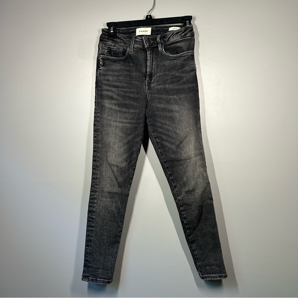 Frame Le skinny jeans size 1 dark gray black color